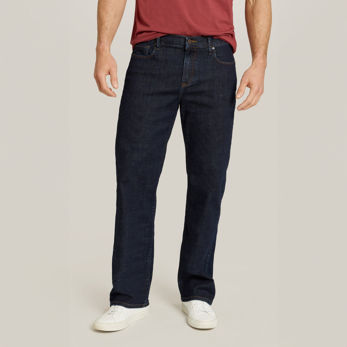 Men wearing Dark Blue Straight Wooster Jeans