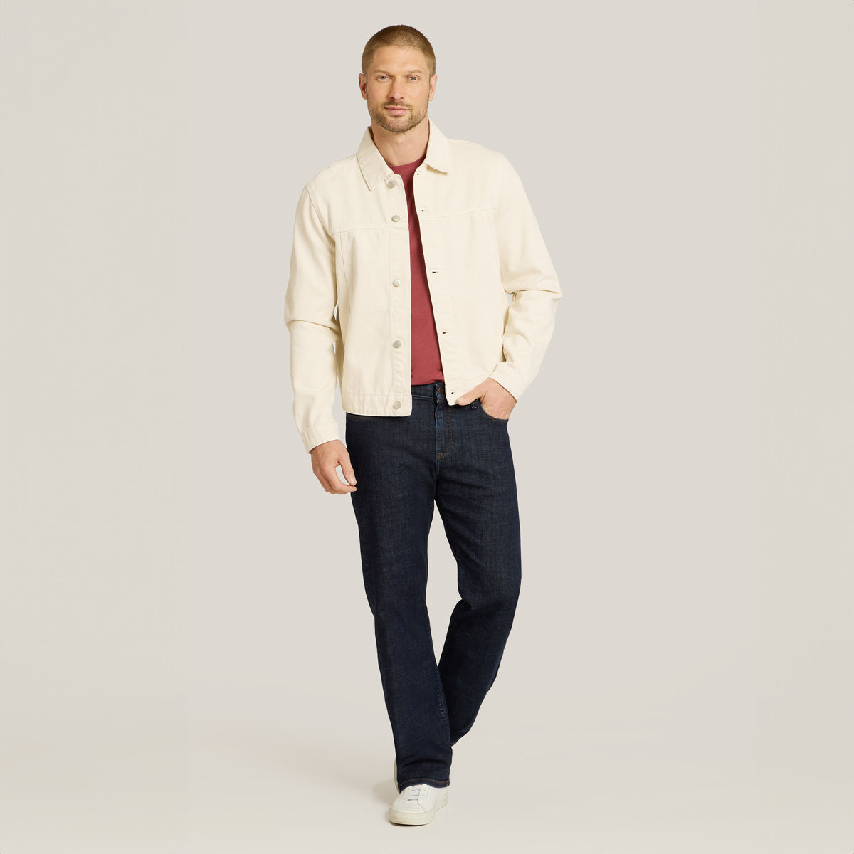 Men wearing Dark Blue Straight Wooster Jeans