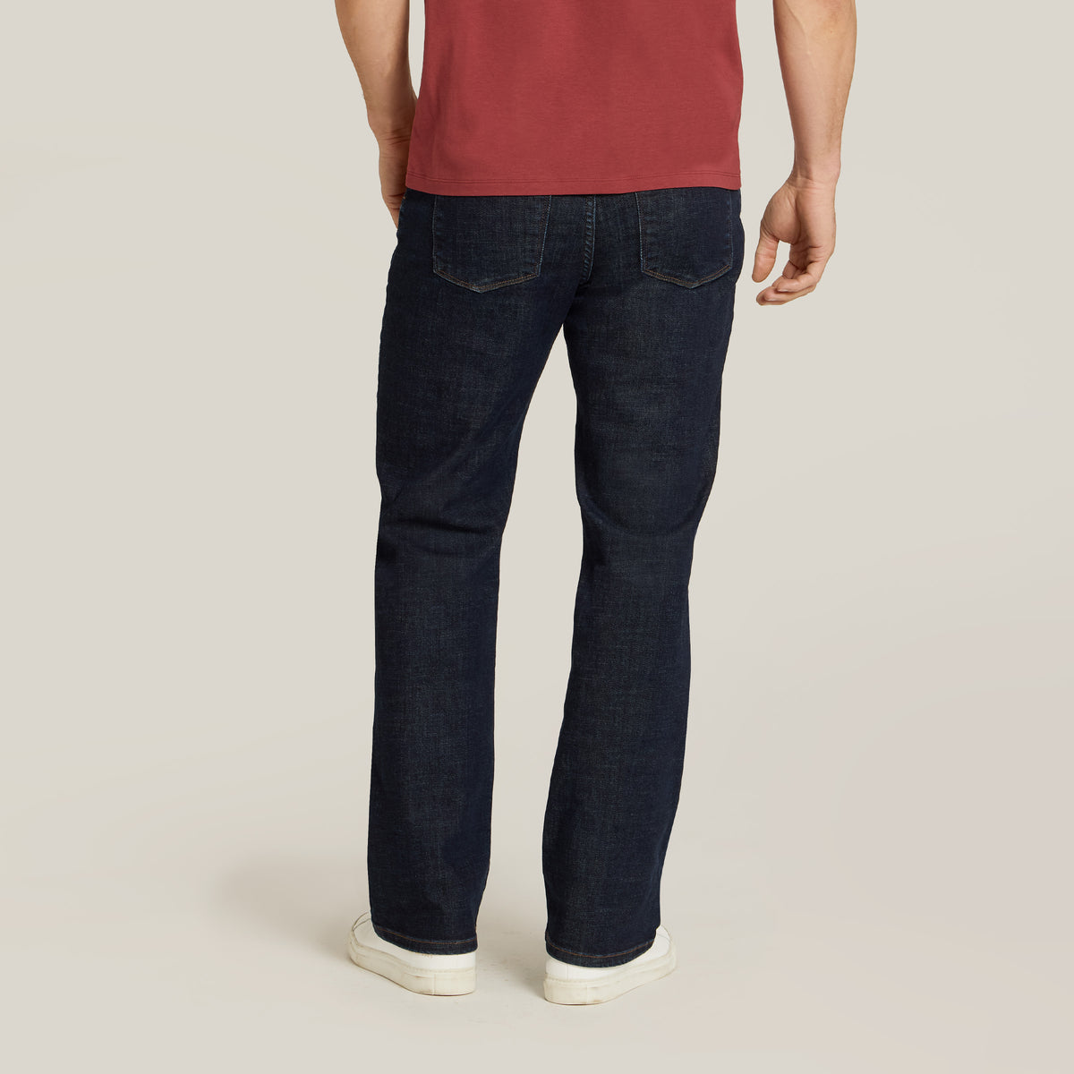 Men wearing Dark Blue Straight Wooster Jeans