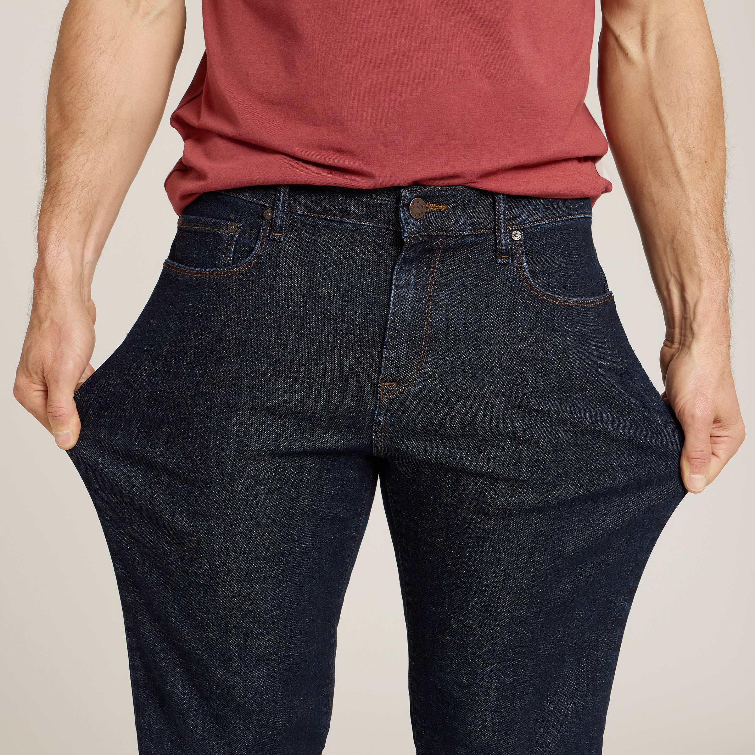 Men wearing Dark Blue Straight Wooster Jeans