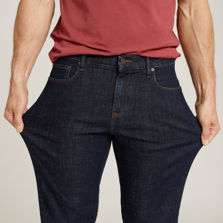 Men wearing Dark Blue Straight Wooster Jeans
