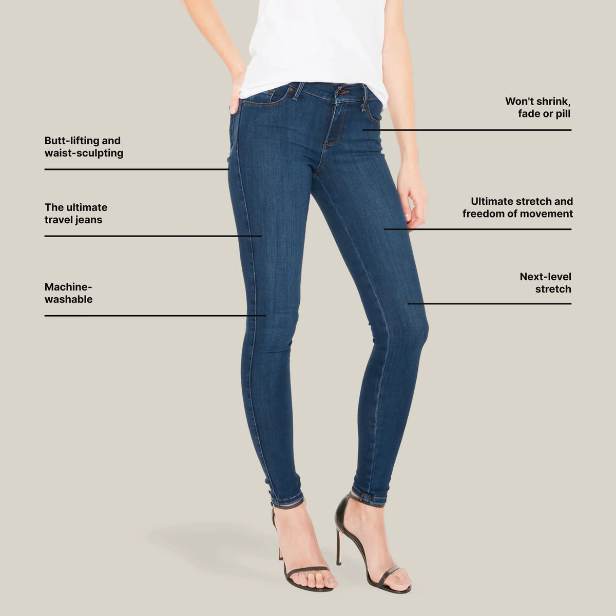 Women wearing Medium Blue Jane Mid Rise Skinny Jeans