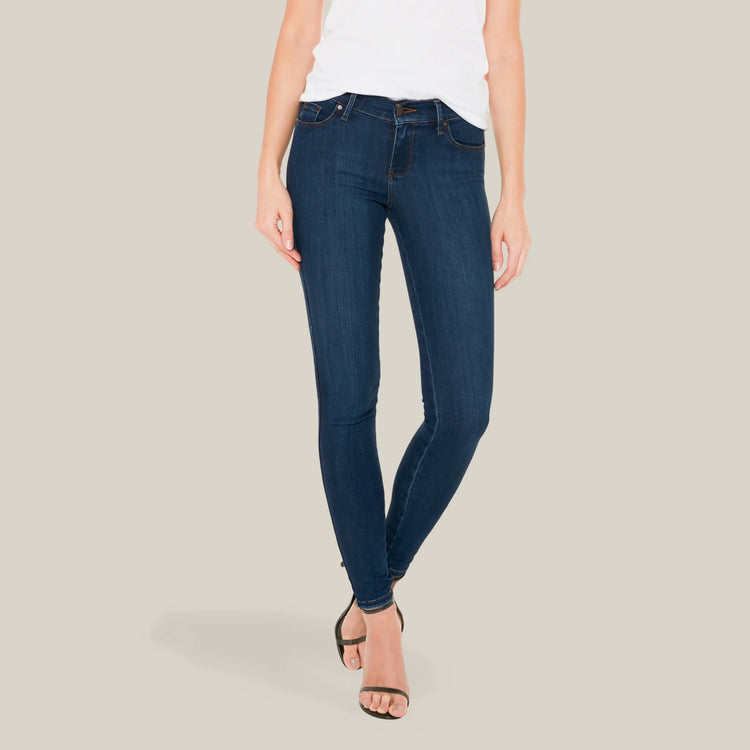 Women wearing Medium Blue Jane Mid Rise Skinny Jeans