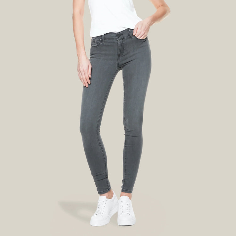 Women wearing Medium Gray Orchard Mid Rise Skinny Jeans