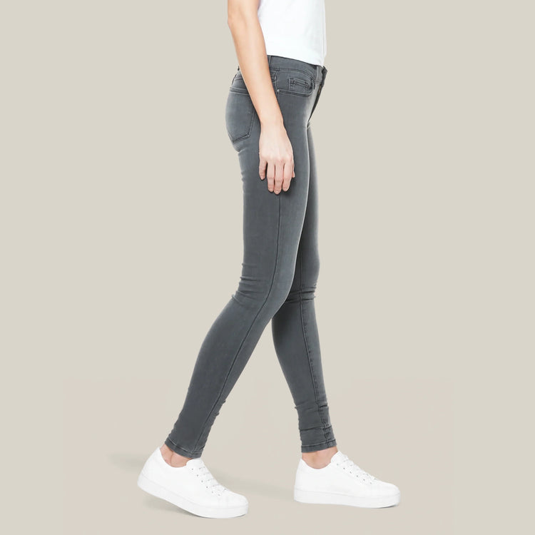 Women wearing Medium Gray Orchard Mid Rise Skinny Jeans