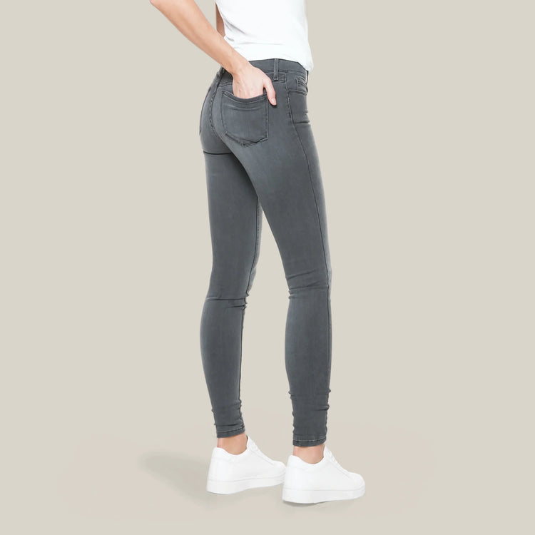 Women wearing Medium Gray Orchard Mid Rise Skinny Jeans
