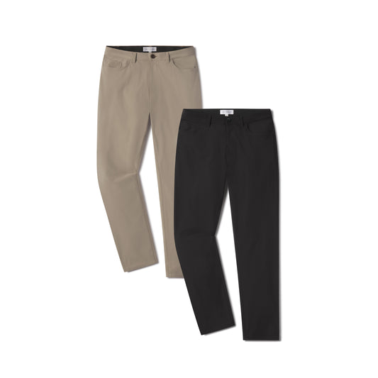 5 Pocket Travel Pants 2-Pack Black/Khaki Travel pants