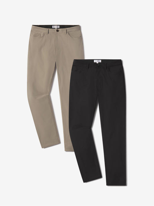 5 Pocket Travel Pants 2-Pack Black/Khaki Travel pants