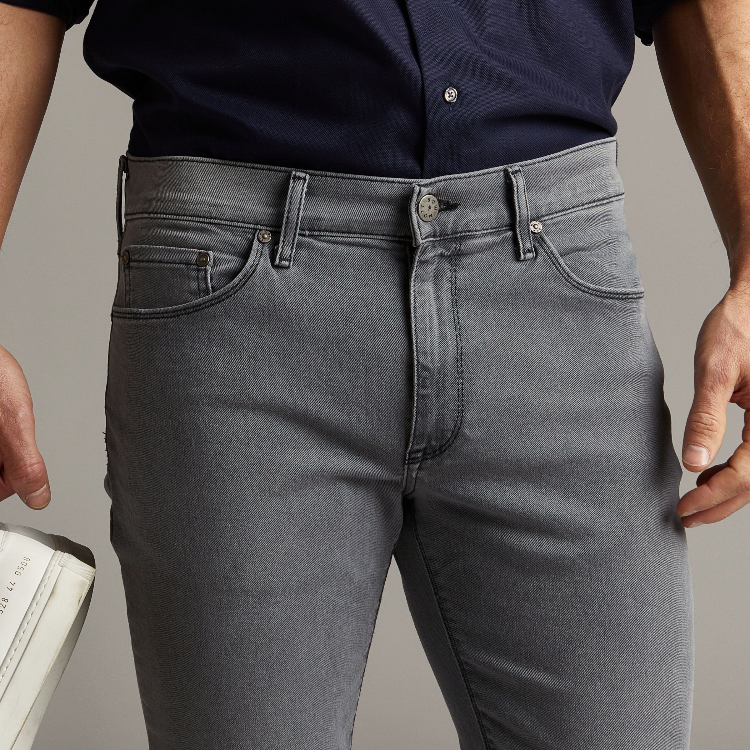Men wearing Light Gray Slim Stone Jeans