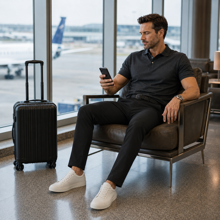 Men wearing Black 5 Pocket Travel Pants