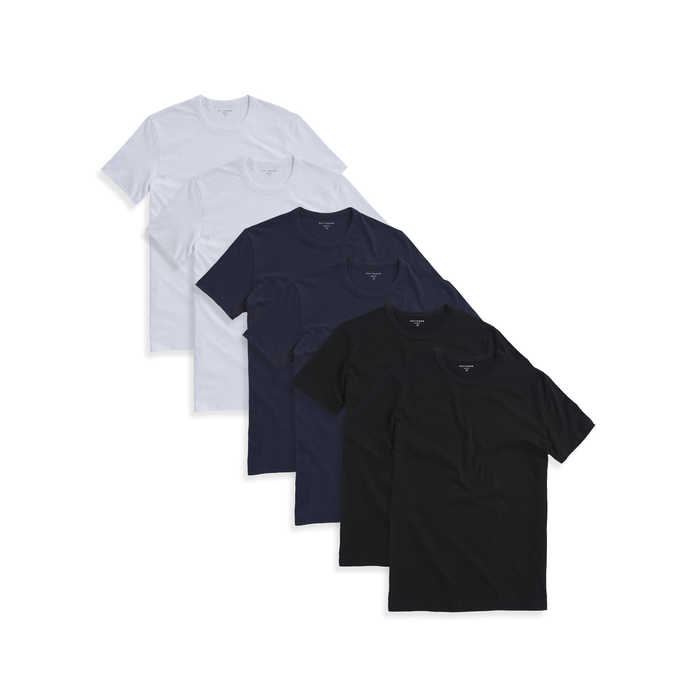 Men wearing Black/Navy/White Classic Crew Driggs 6-Pack tees