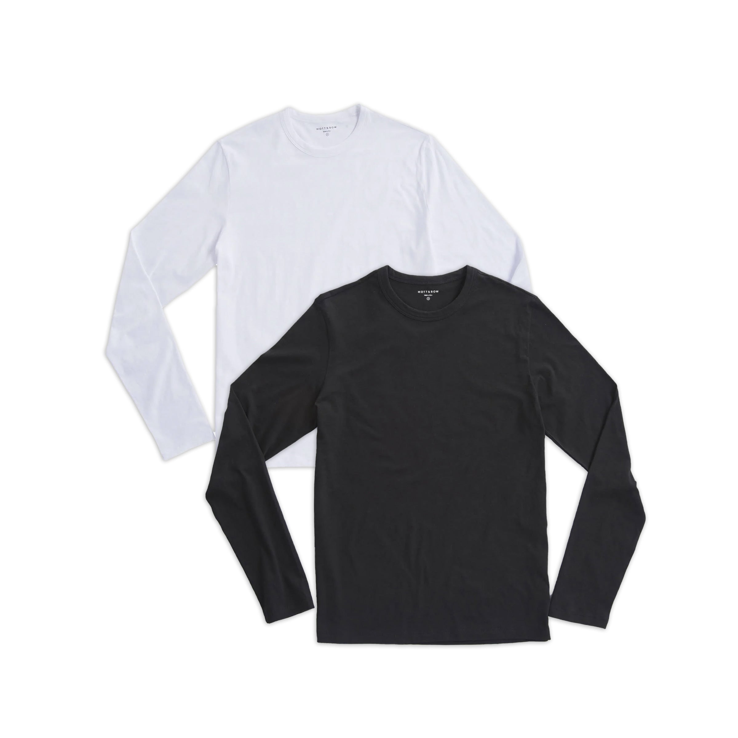 Men wearing Black/White Long Sleeve Crew Tee Driggs 2-Pack tees
