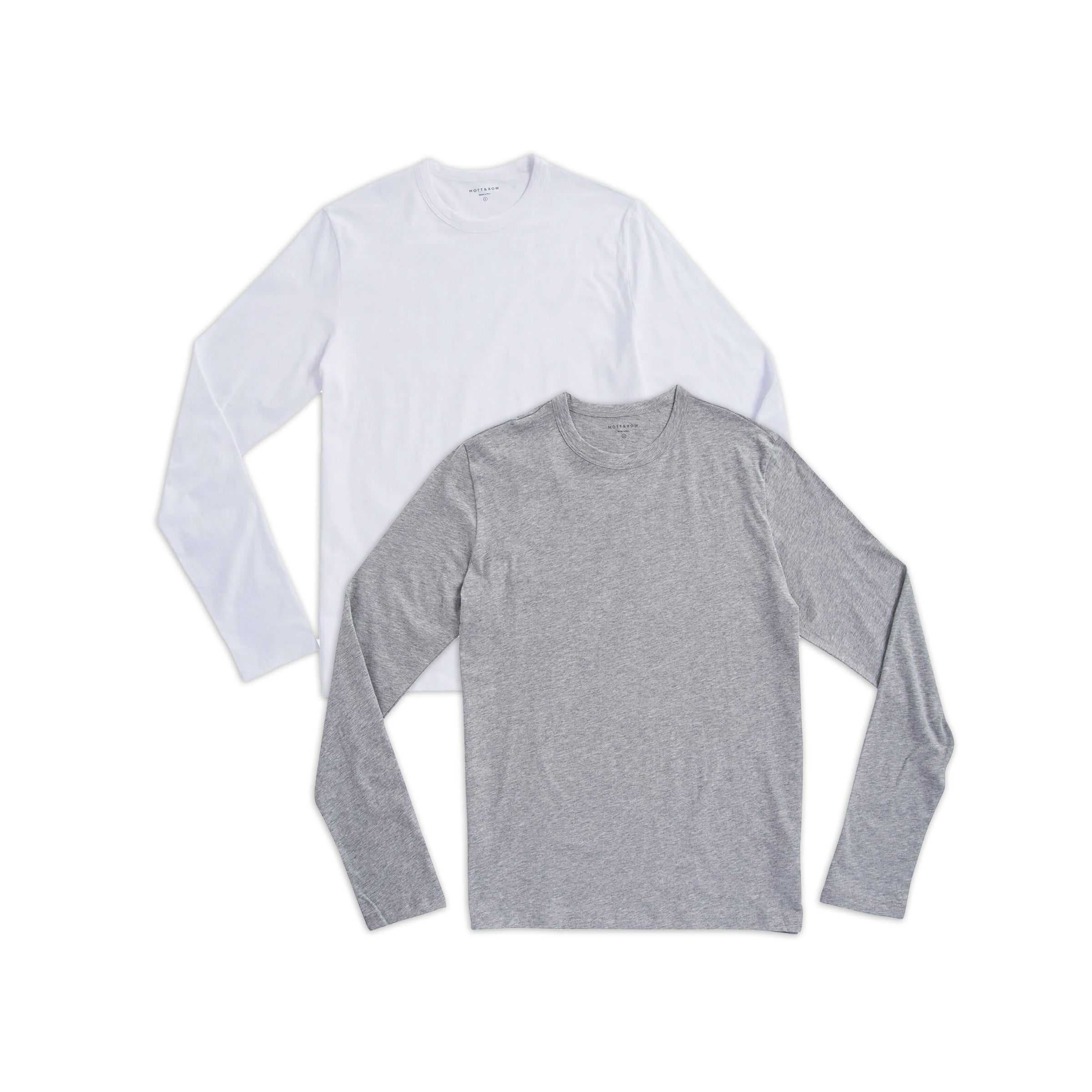  wearing White/Heather Gray Long Sleeve Crew Tee Driggs 2-Pack tees