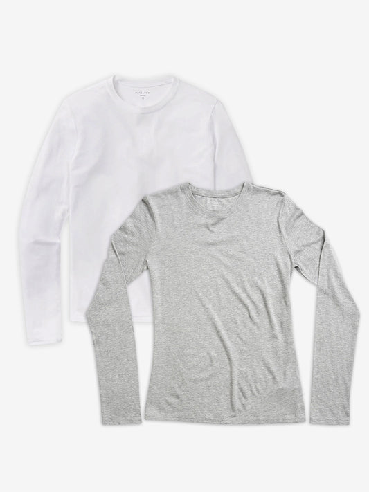 Long Sleeve Crew Tee Marcy 2-Pack White/Heather Gray Crew tees