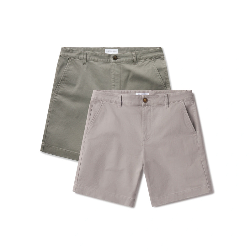 Men wearing Light Sage/Silver Stretch Chino Short 2-Pack shorts