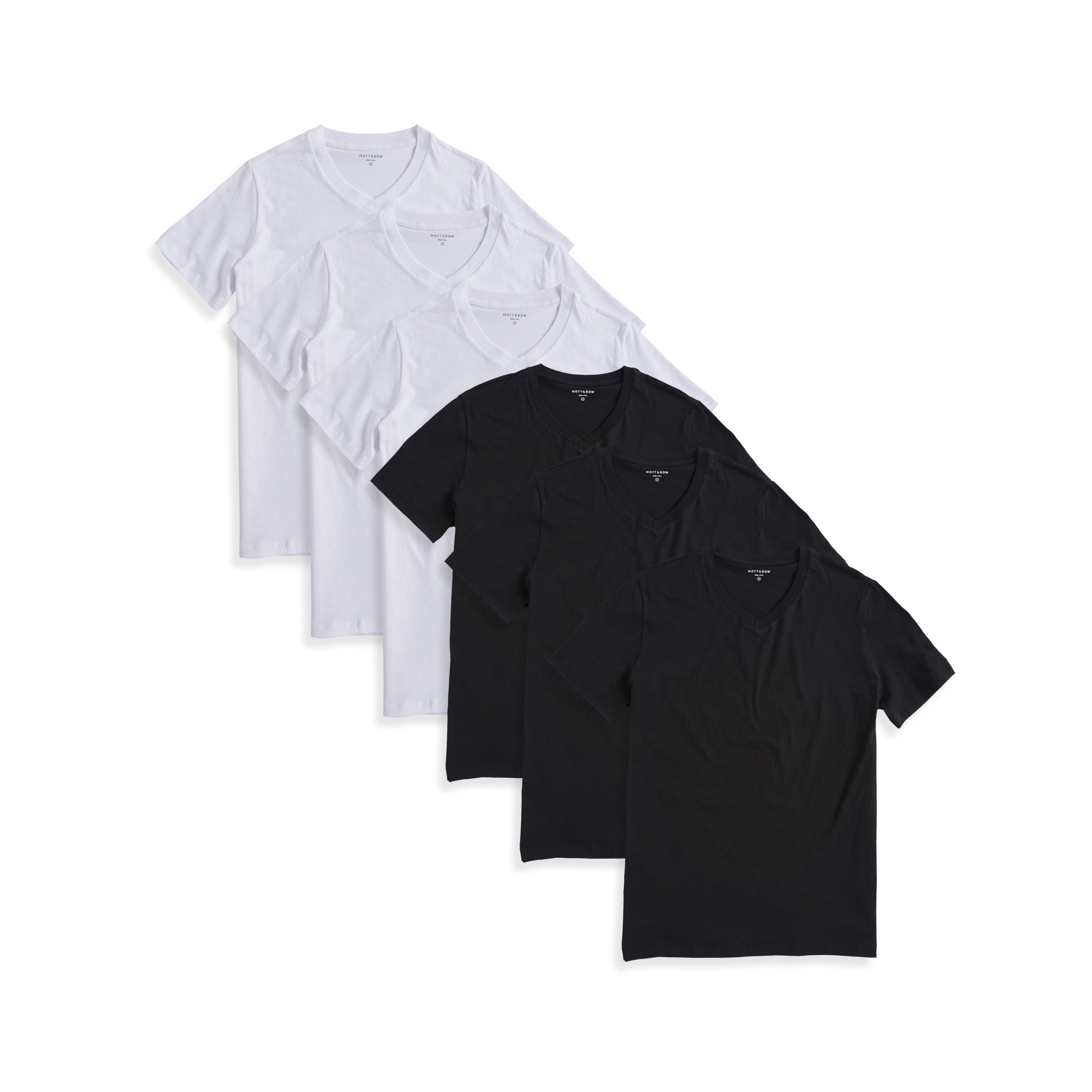 Men wearing Black/White Classic V-Neck Driggs 6-Pack tees