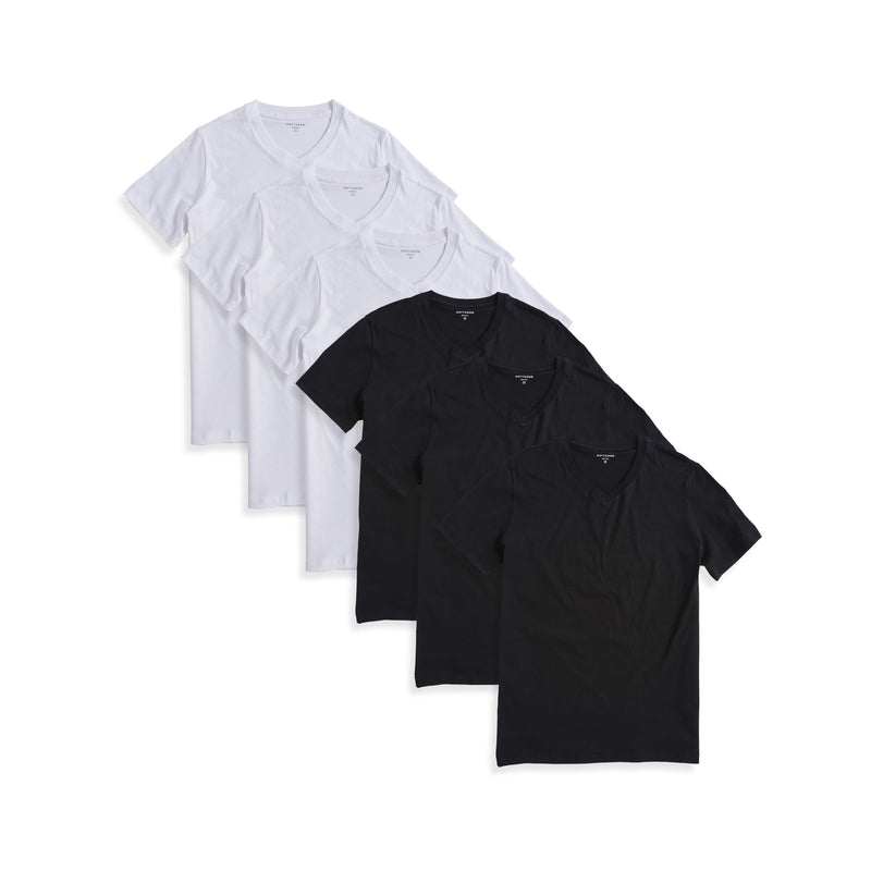 Men wearing Black/White Classic V-Neck Driggs 6-Pack tees
