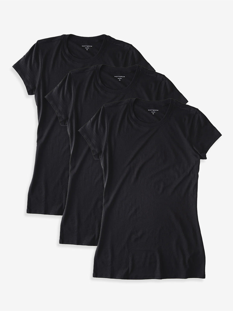 Women wearing Black Fitted Crew Marcy 3-Pack
