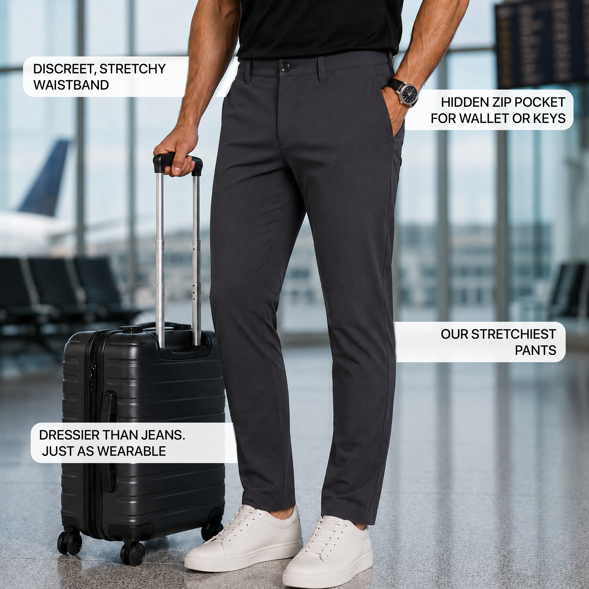 Men wearing Granite 5 Pocket Travel Pants