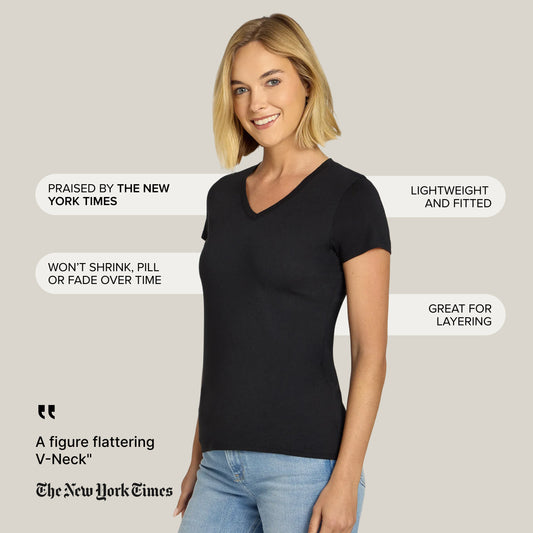 Fitted V-Neck Marcy Tee Black V-Neck tees