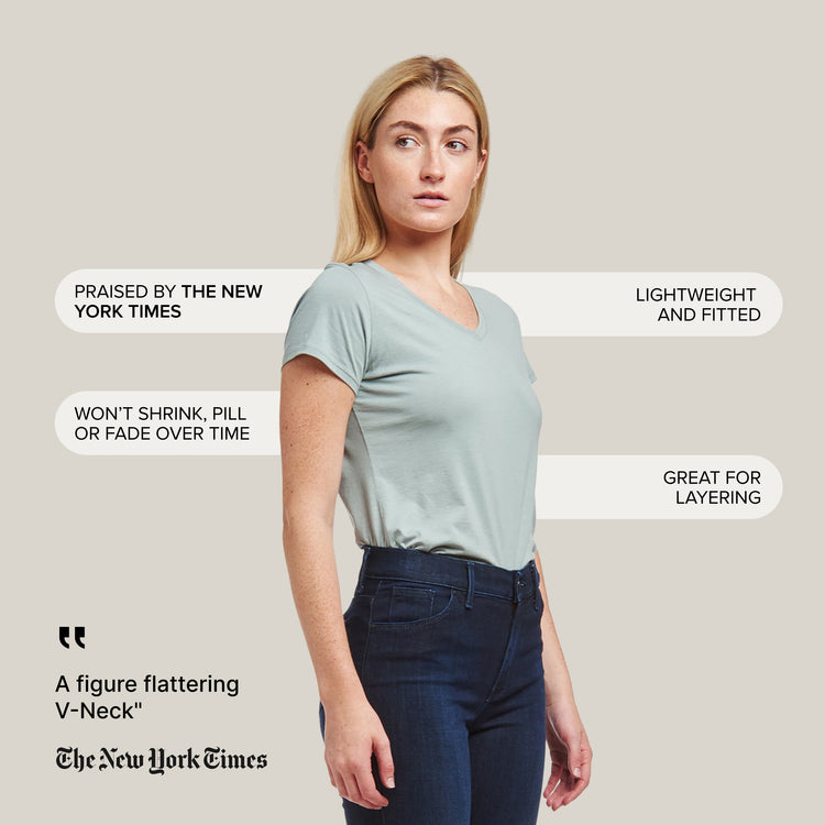 Women wearing Vine Fitted V-Neck Marcy Tee