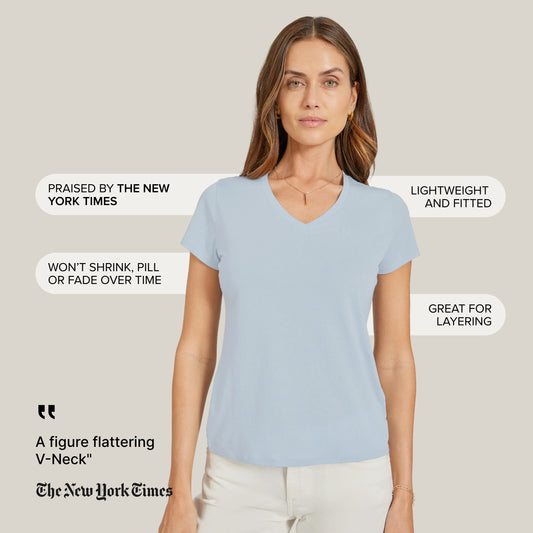 Fitted V-Neck Marcy Tee Ice Blue V-Neck tees