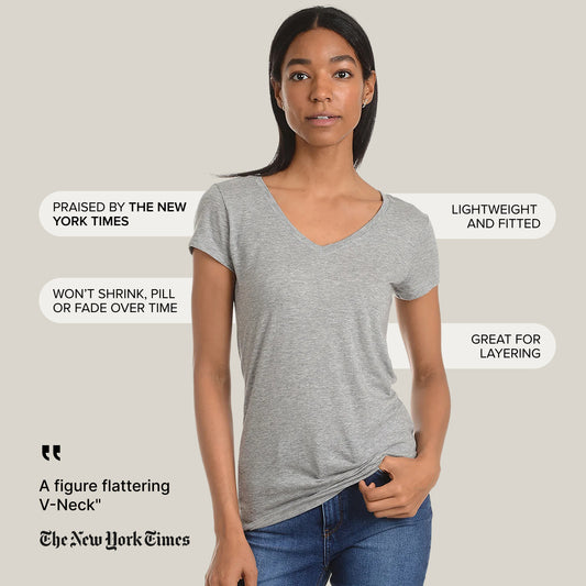 Fitted V-Neck Marcy Tee Heather Gray V-Neck tees