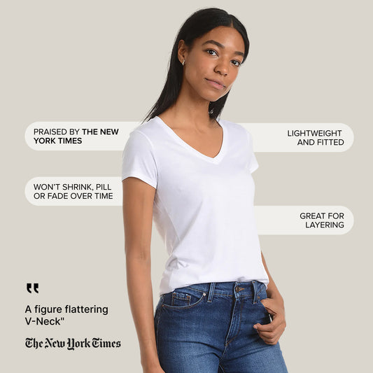 Fitted V-Neck Marcy Tee White V-Neck tees