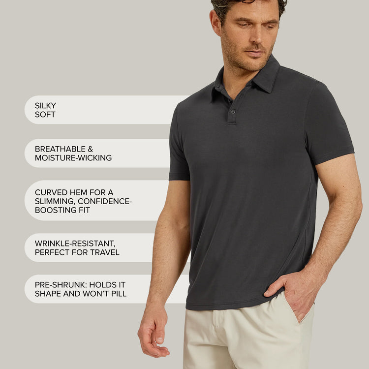 Men wearing Dark Gray Luxe Performance Polo