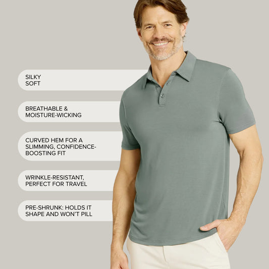Luxe Performance Polo Sea Grass Luxe-Polo tees
