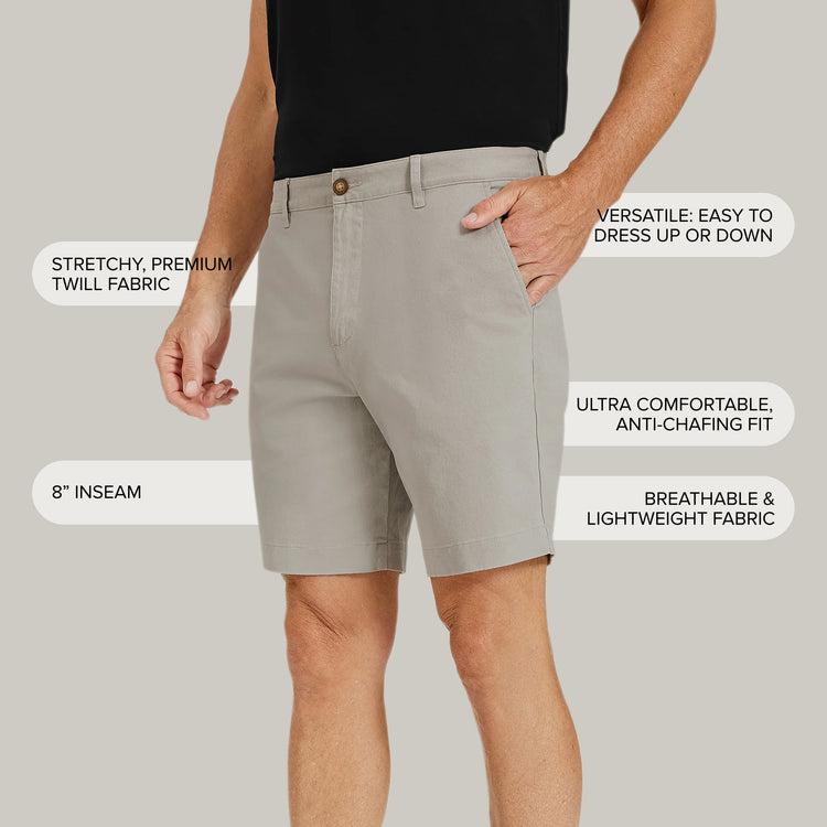 Men wearing Silver Stretch Chino Short