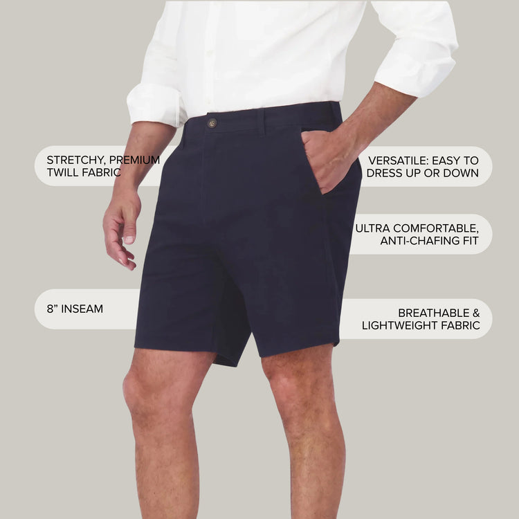 Men wearing Navy Stretch Chino Short