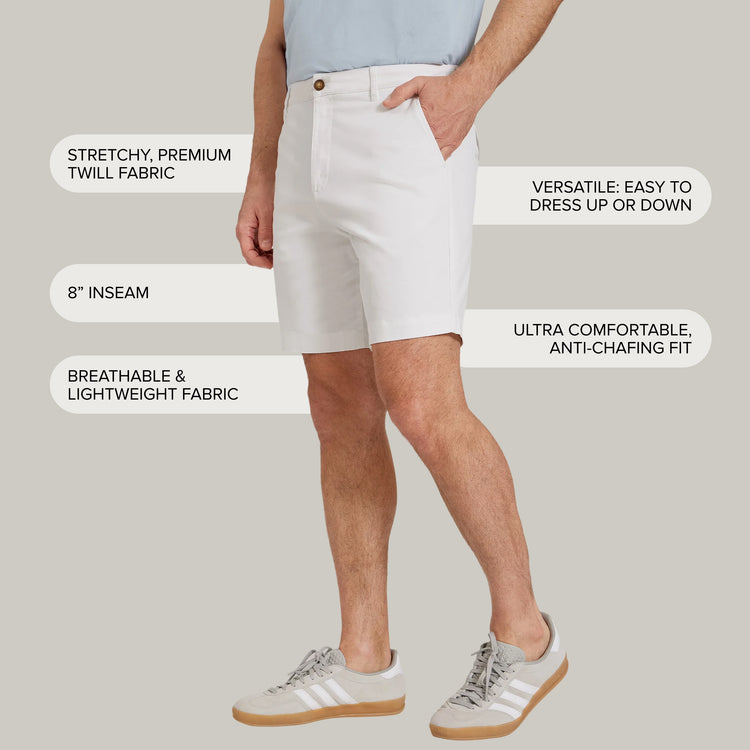 Men wearing White Stretch Chino Short