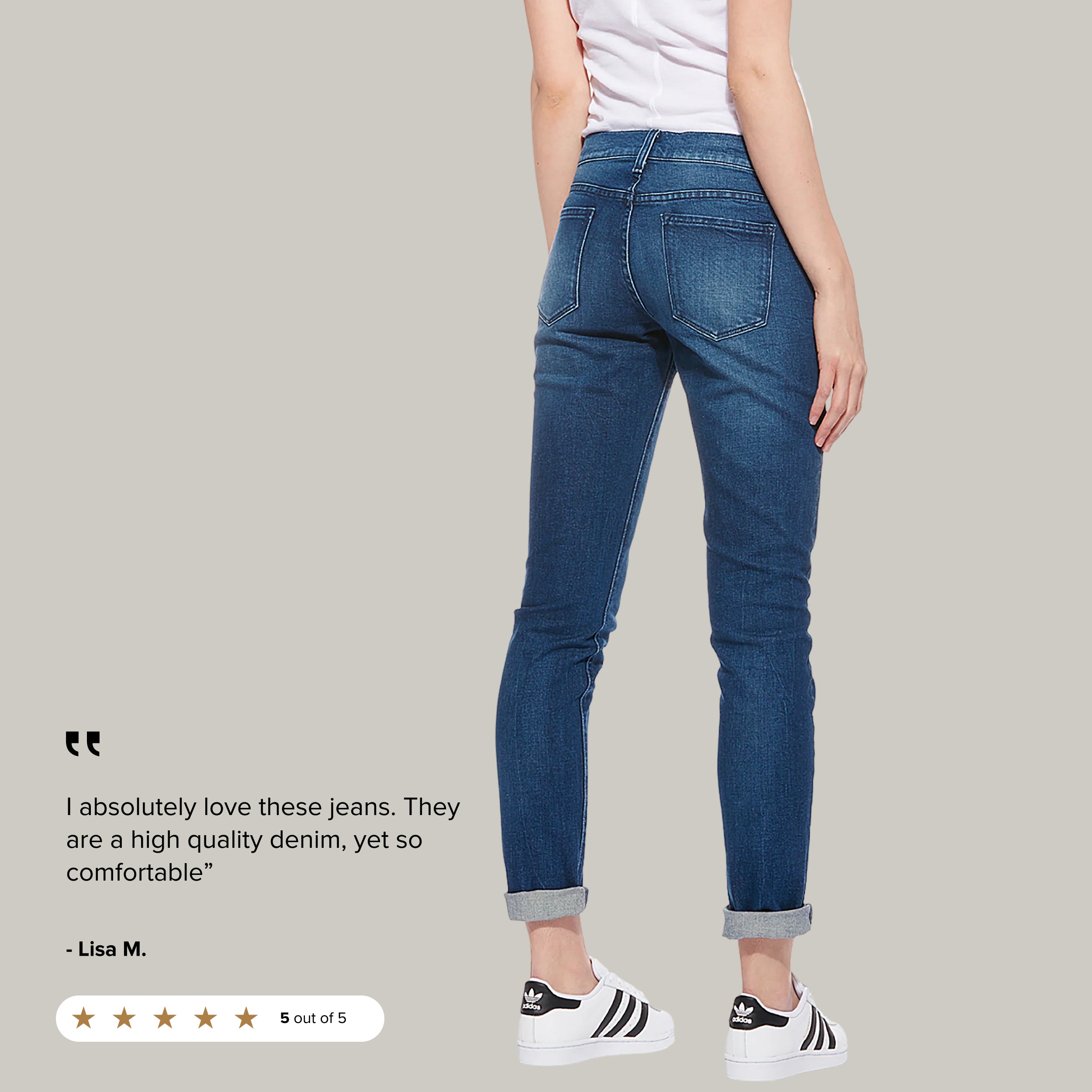 Women wearing Medium Blue Mid Rise Slim Straight Laight Jeans