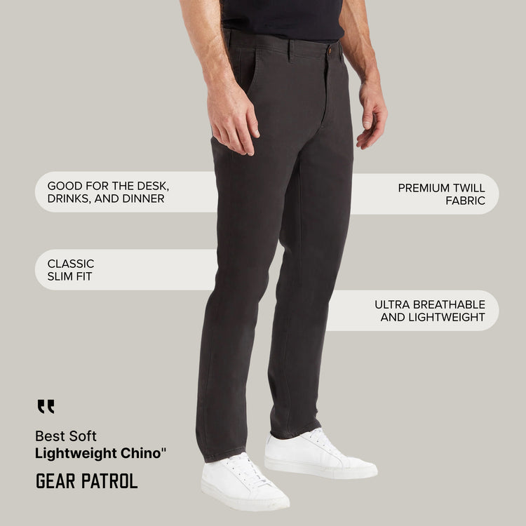 Men wearing Dark Gray Everyday Comfort Slim Chino Pants