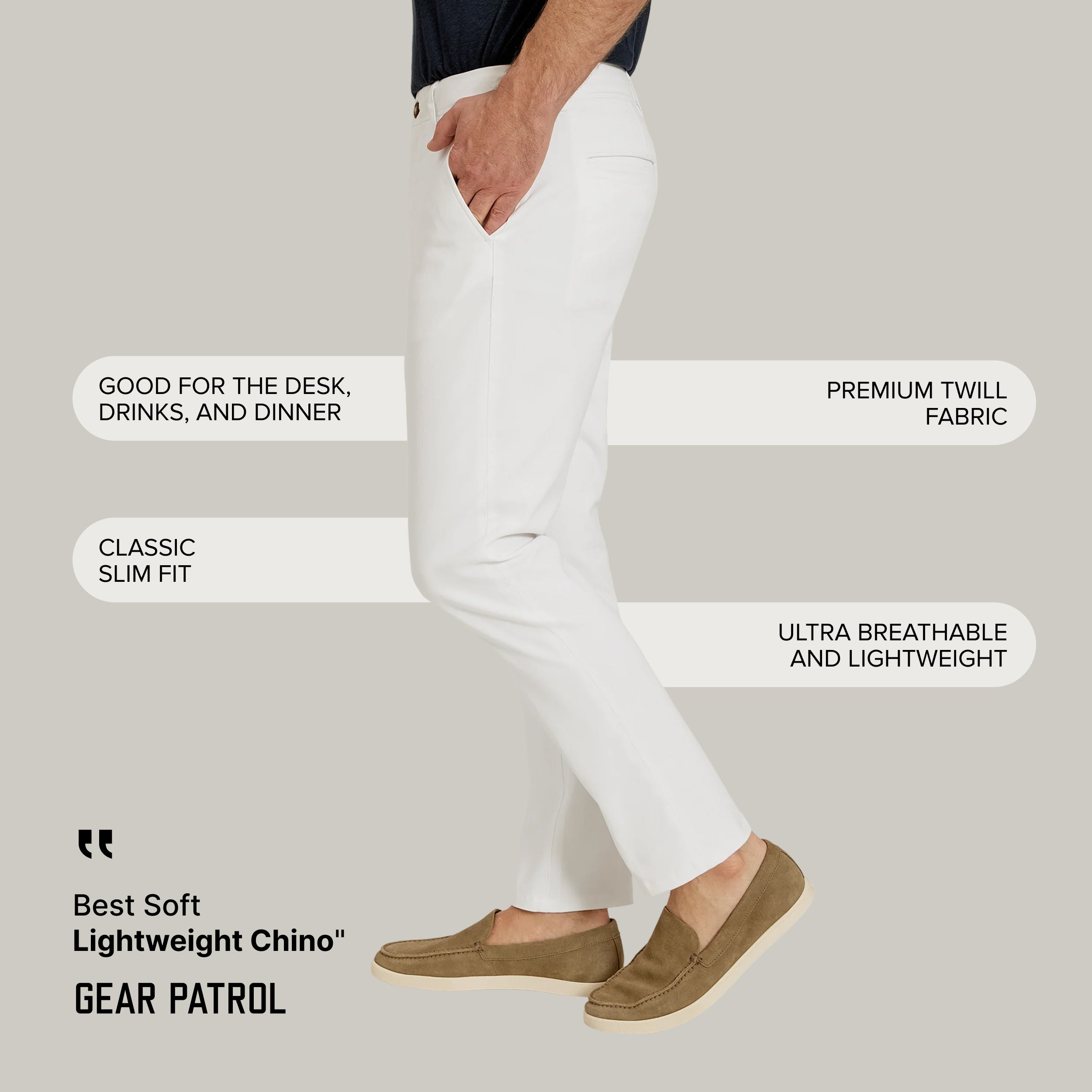 Men wearing White Everyday Comfort Slim Chino Pants