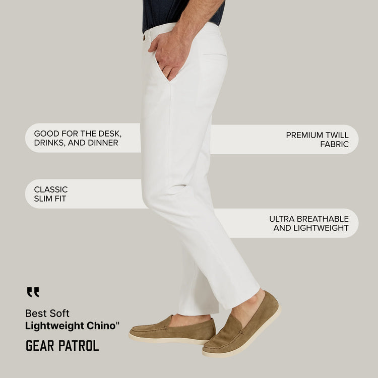 Men wearing White Everyday Comfort Slim Chino Pants