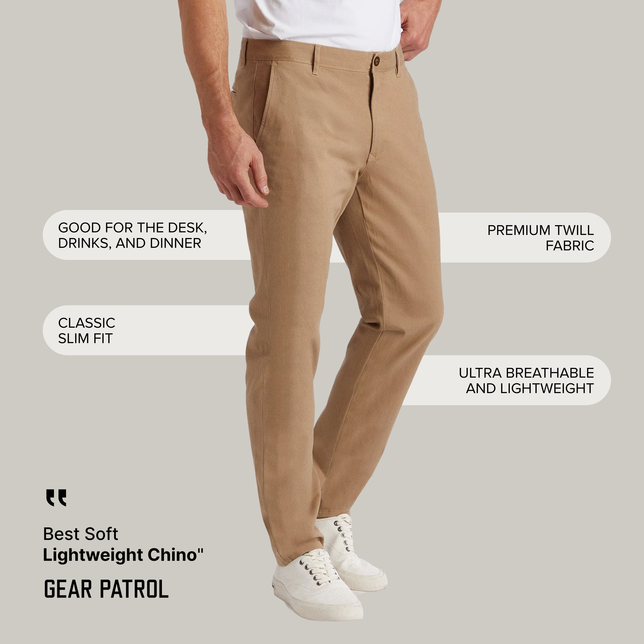 Men wearing Khaki Everyday Comfort Slim Chino Pants