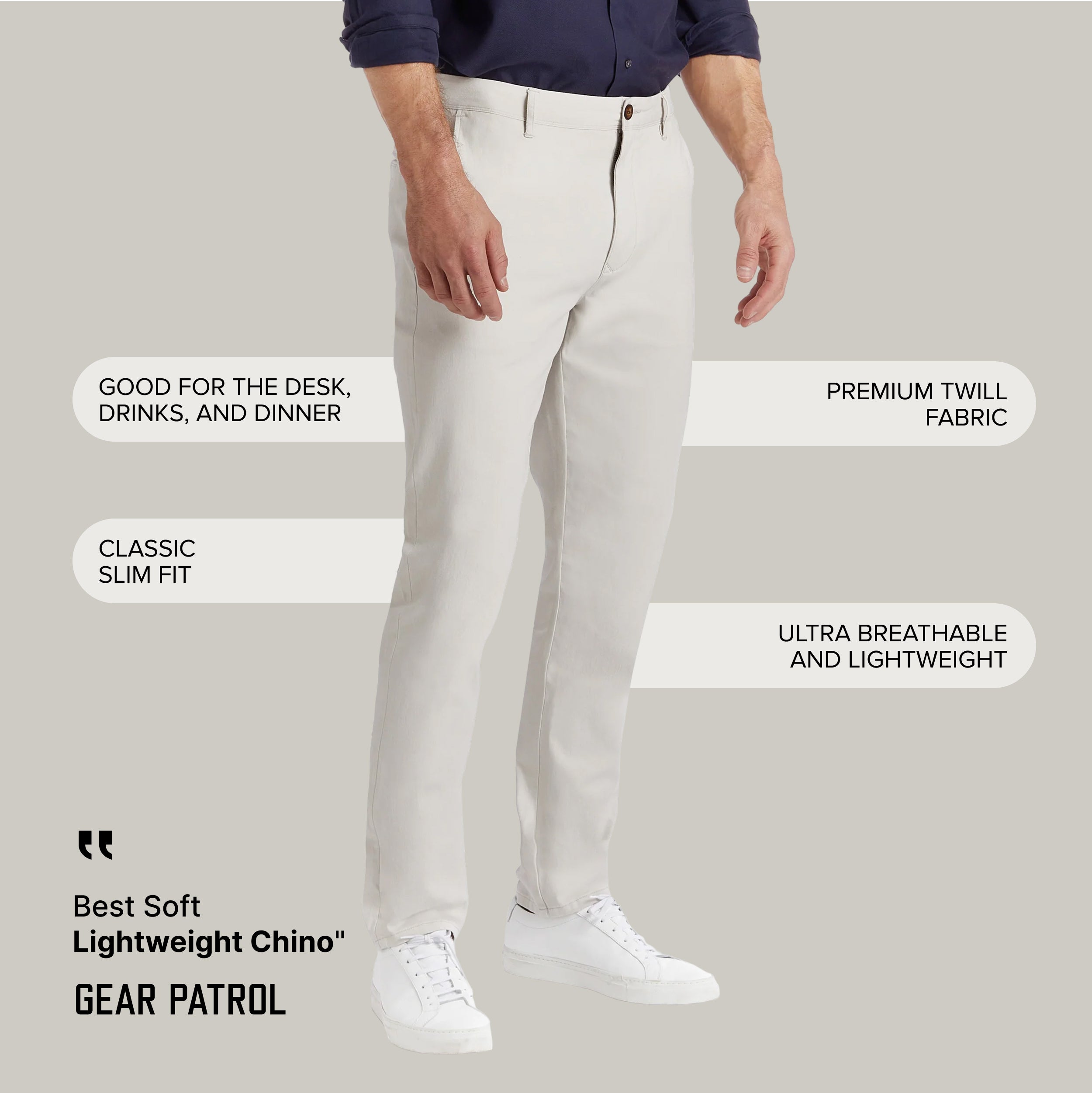 Men wearing Beige Everyday Comfort Slim Chino Pants