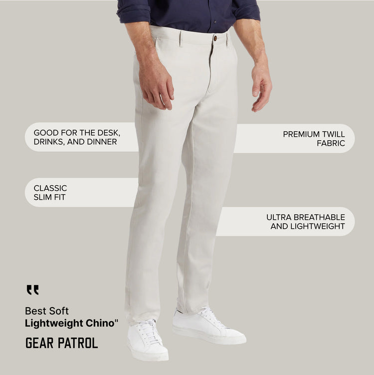 Men wearing Beige Everyday Comfort Slim Chino Pants