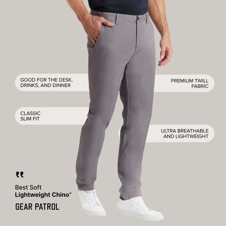 Men wearing Bleu Graphite Everyday Comfort Slim Chino Pants