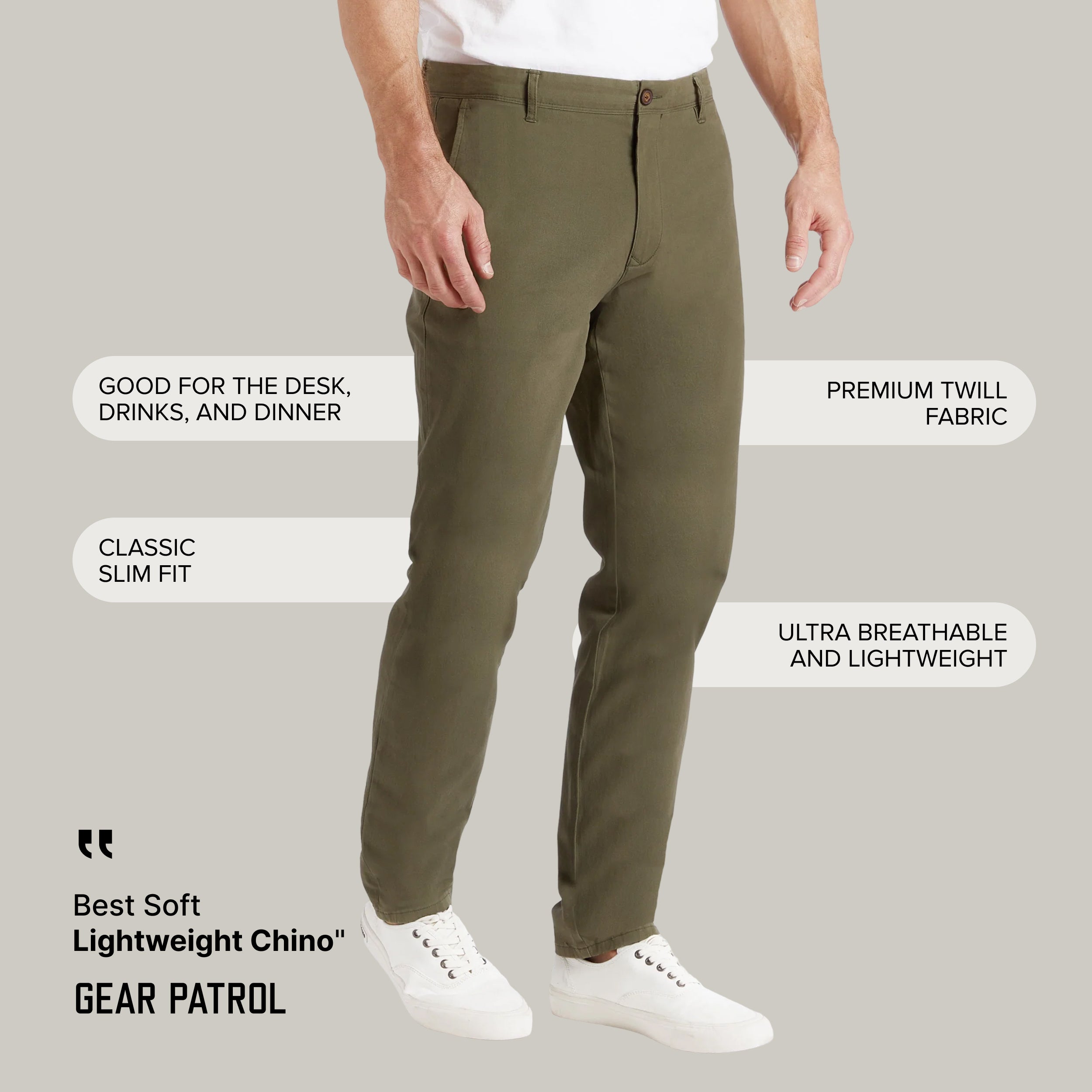 Men wearing Green Everyday Comfort Slim Chino Pants