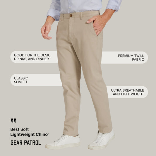 Everyday Comfort Slim Chino Pants Ecru Chino pants