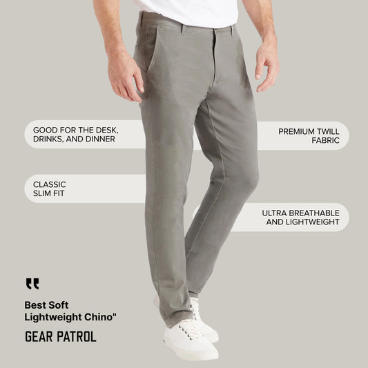 Everyday Comfort Slim Chino Pants Light Gray Chino pants
