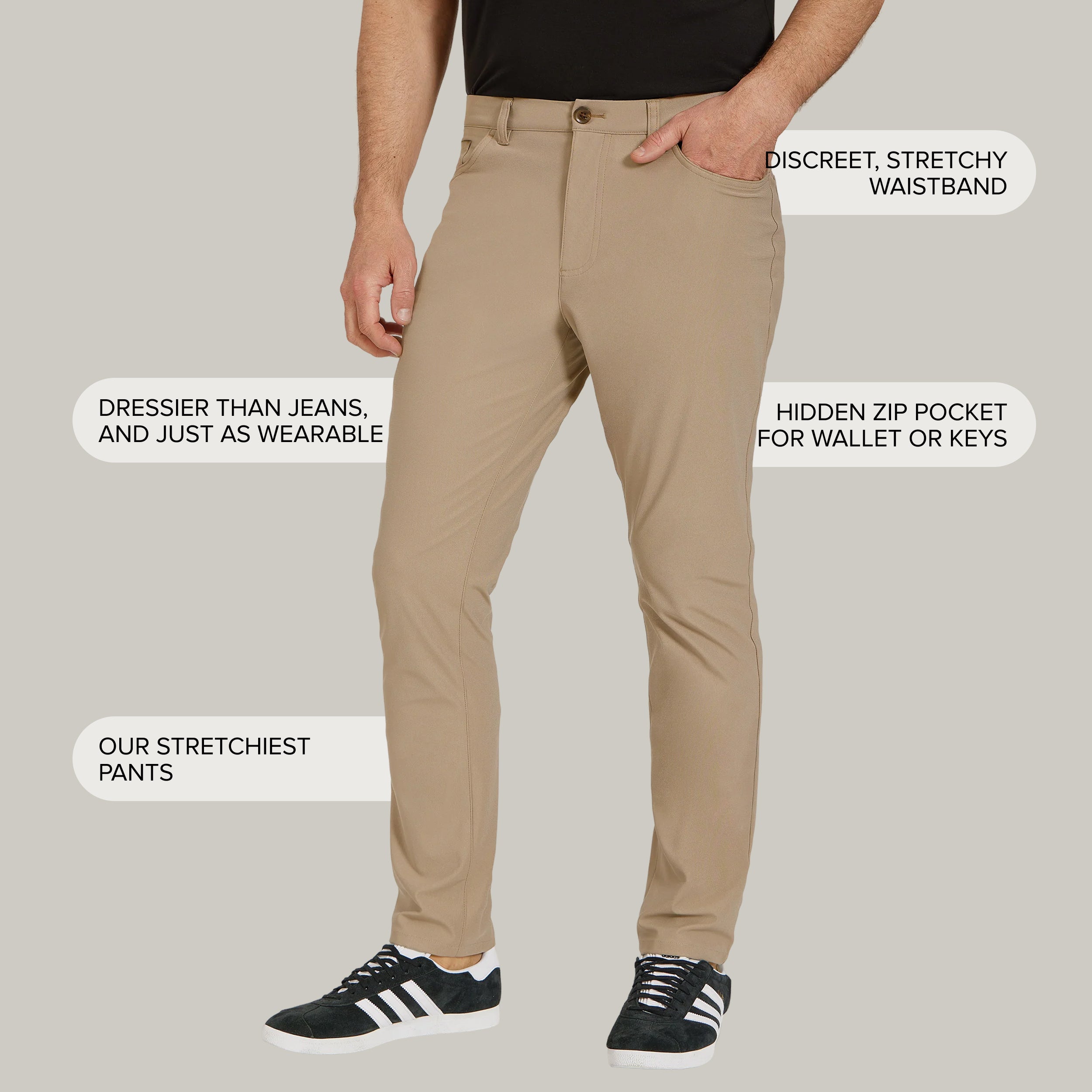 Men wearing Khaki 5 Pocket Travel Pants