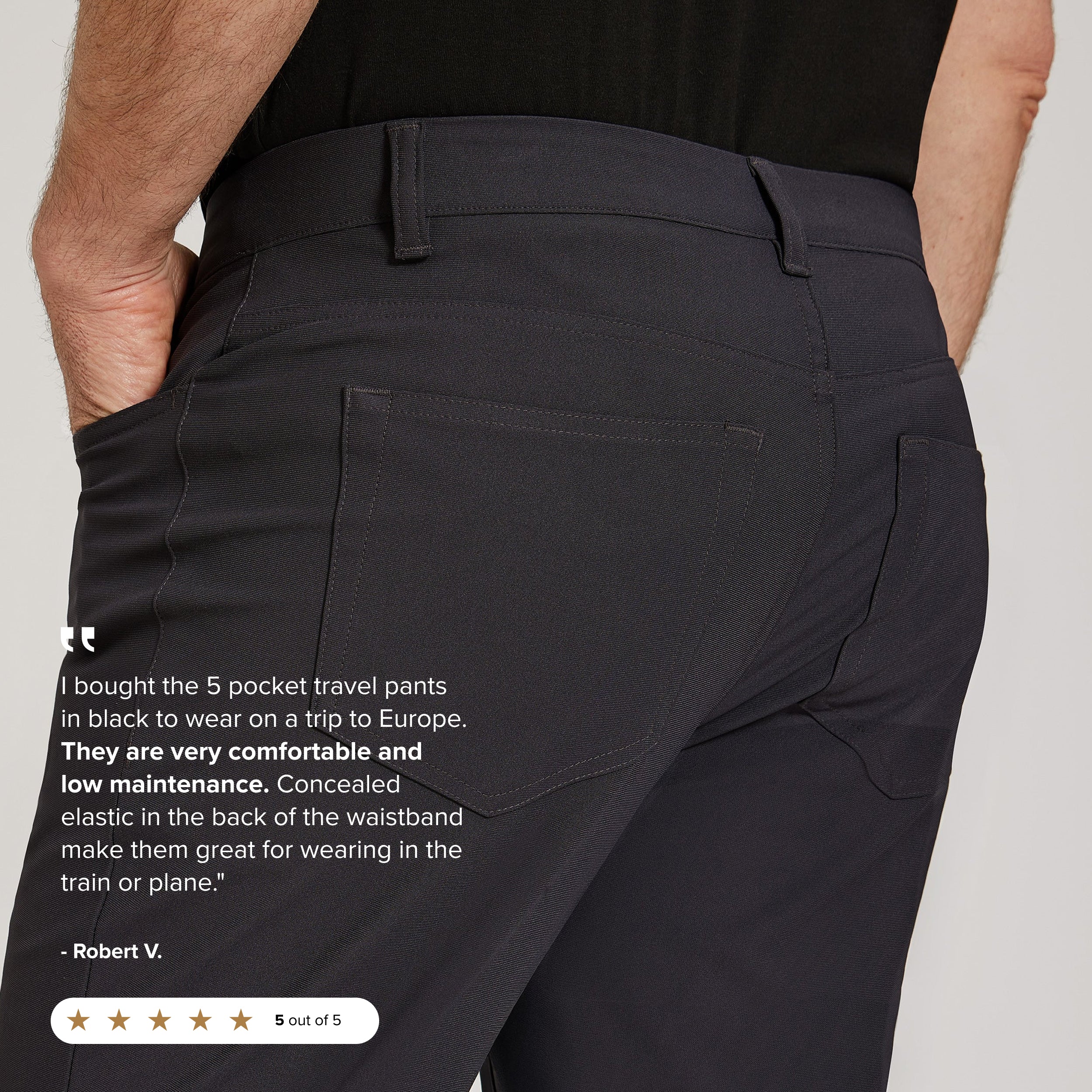 Men wearing Granite 5 Pocket Travel Pants