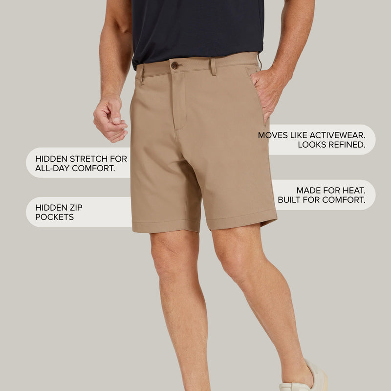Men wearing Black Tech Shorts shorts