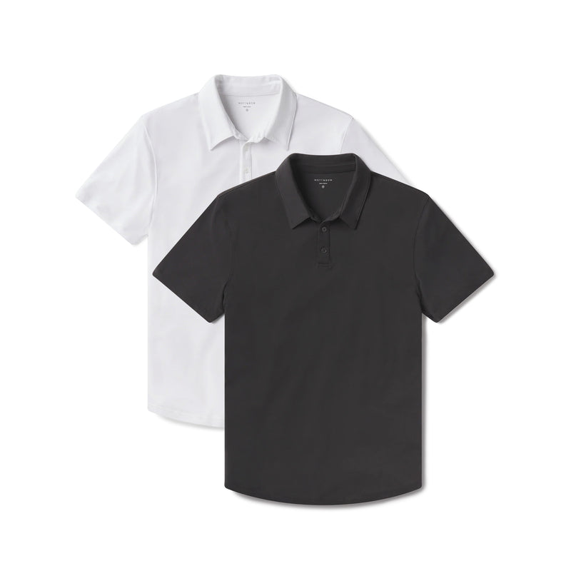 Men wearing White/Dark Gray Luxe Performance Polo 2-Pack shirts