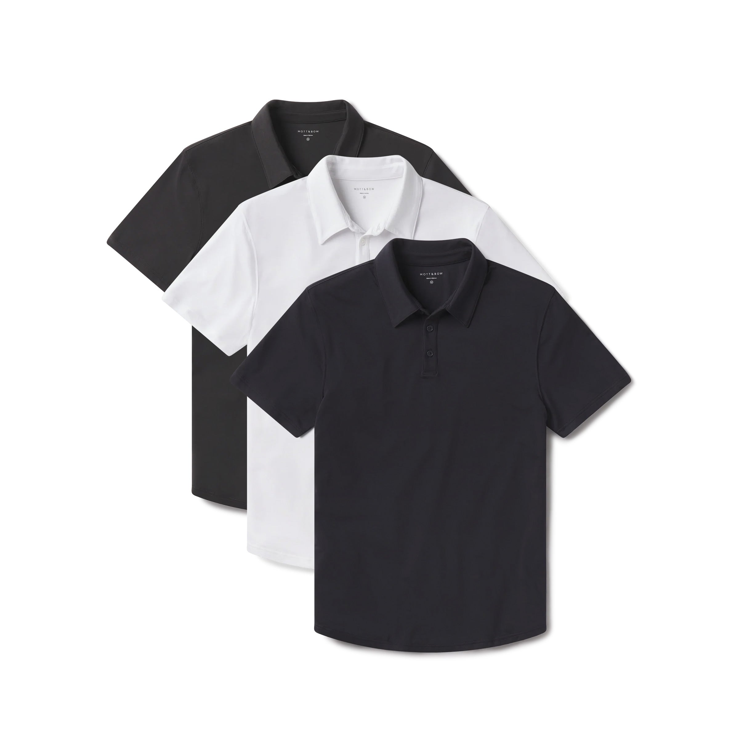 Men wearing Navy/Dark Gray/White Luxe Performance Polo 3-Pack shirts