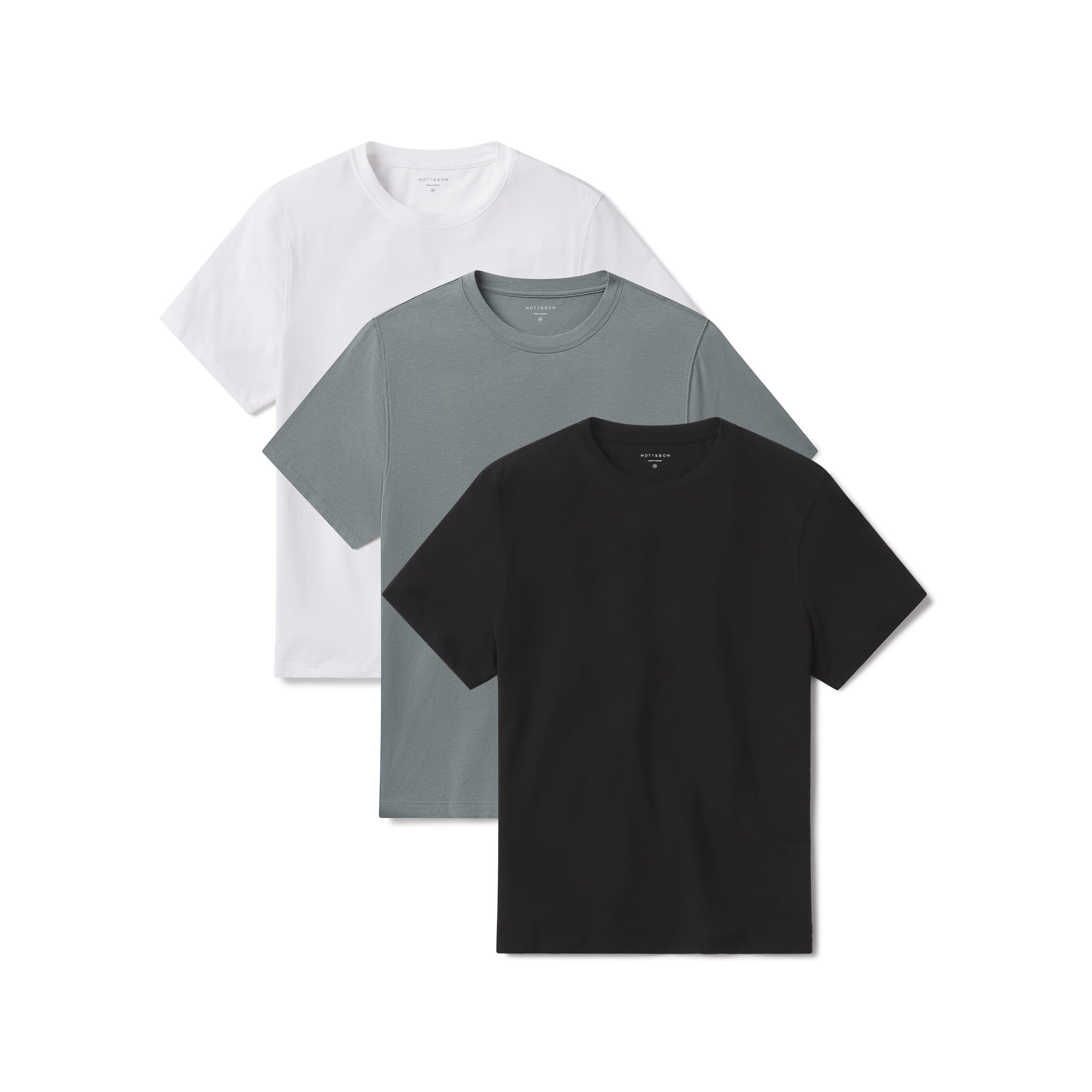 Men wearing White/Black/Sea Grass Luxe Stretch Tee 3-Pack tees